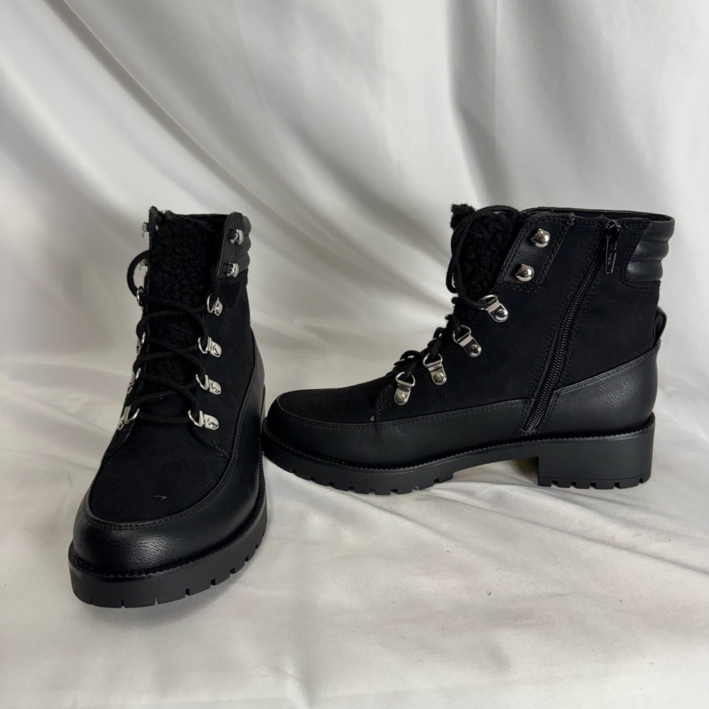 Style & Co Black Combat Moto Boots with Sturdy Soles - Picture 2 of 5